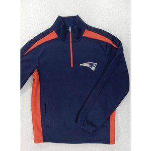 New England Patriots Logo Heavy 1/4 Zip Core Sweater Pullover (Men's Small) Blue